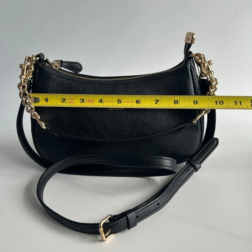 Coach Teri Black Pebbled Leather Shoulder Bag CV934 Excellent - Picture 5 of 7